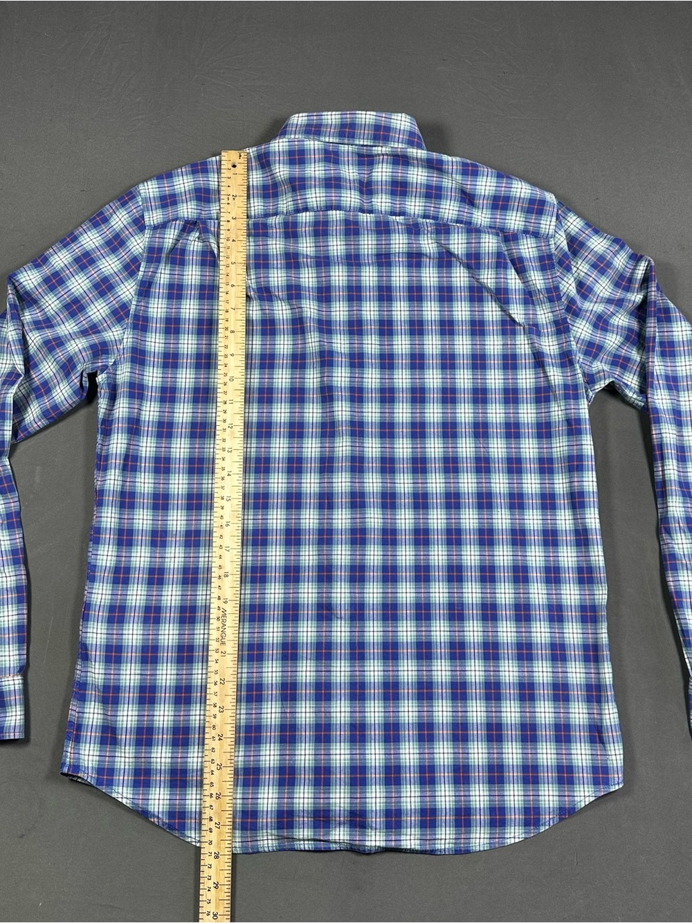 GAP Men's Medium Standard Fit Long Sleeve Plaid Button Down Shirt Blue - Picture 12 of 12